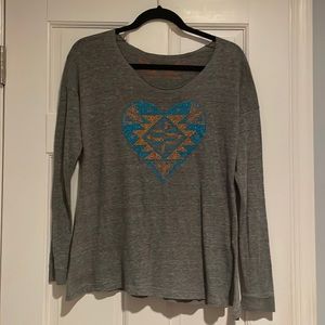 So Nikki Grey Long Sleeve w/ Orange and Blue Beading